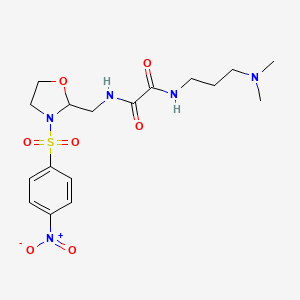 molecular formula C17H25N5O7S B6486724 N-[3-(dimethylamino)propyl]-N'-{[3-(4-nitrobenzenesulfonyl)-1,3-oxazolidin-2-yl]methyl}ethanediamide CAS No. 868981-92-4