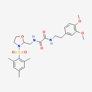 molecular formula C25H33N3O7S B6486734 N'-[2-(3,4-dimethoxyphenyl)ethyl]-N-{[3-(2,4,6-trimethylbenzenesulfonyl)-1,3-oxazolidin-2-yl]methyl}ethanediamide CAS No. 868982-69-8