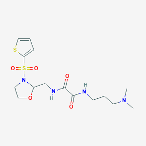 molecular formula C15H24N4O5S2 B6486760 N-[3-(dimethylamino)propyl]-N'-{[3-(thiophene-2-sulfonyl)-1,3-oxazolidin-2-yl]methyl}ethanediamide CAS No. 874804-66-7