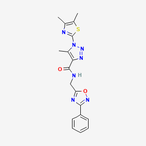 molecular formula C18H17N7O2S B6486777 1-(4,5-dimethyl-1,3-thiazol-2-yl)-5-methyl-N-[(3-phenyl-1,2,4-oxadiazol-5-yl)methyl]-1H-1,2,3-triazole-4-carboxamide CAS No. 1251689-88-9