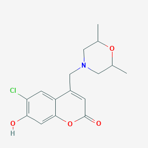 molecular formula C16H18ClNO4 B6486793 6-chloro-4-[(2,6-dimethylmorpholin-4-yl)methyl]-7-hydroxy-2H-chromen-2-one CAS No. 887210-02-8