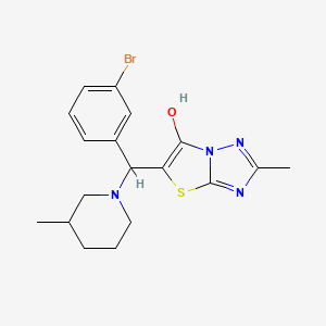 molecular formula C18H21BrN4OS B6486824 5-[(3-bromophenyl)(3-methylpiperidin-1-yl)methyl]-2-methyl-[1,2,4]triazolo[3,2-b][1,3]thiazol-6-ol CAS No. 869342-81-4