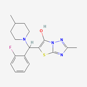 molecular formula C18H21FN4OS B6486831 5-[(2-fluorophenyl)(4-methylpiperidin-1-yl)methyl]-2-methyl-[1,2,4]triazolo[3,2-b][1,3]thiazol-6-ol CAS No. 869342-90-5
