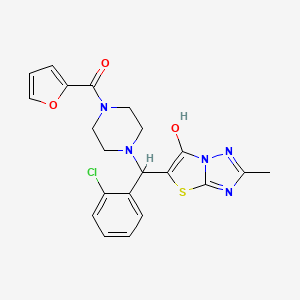 molecular formula C21H20ClN5O3S B6486911 5-[(2-chlorophenyl)[4-(furan-2-carbonyl)piperazin-1-yl]methyl]-2-methyl-[1,2,4]triazolo[3,2-b][1,3]thiazol-6-ol CAS No. 869344-37-6