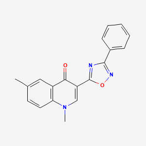molecular formula C19H15N3O2 B6486920 1,6-dimethyl-3-(3-phenyl-1,2,4-oxadiazol-5-yl)-1,4-dihydroquinolin-4-one CAS No. 1260748-54-6