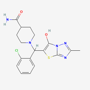 molecular formula C18H20ClN5O2S B6486946 1-[(2-chlorophenyl)({6-hydroxy-2-methyl-[1,2,4]triazolo[3,2-b][1,3]thiazol-5-yl})methyl]piperidine-4-carboxamide CAS No. 869344-61-6