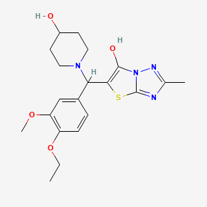 molecular formula C20H26N4O4S B6486950 1-[(4-ethoxy-3-methoxyphenyl)({6-hydroxy-2-methyl-[1,2,4]triazolo[3,2-b][1,3]thiazol-5-yl})methyl]piperidin-4-ol CAS No. 869344-69-4