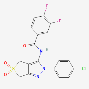 molecular formula C18H12ClF2N3O3S B6486974 N-[2-(4-chlorophenyl)-5,5-dioxo-2H,4H,6H-5lambda6-thieno[3,4-c]pyrazol-3-yl]-3,4-difluorobenzamide CAS No. 893929-19-6