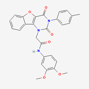 molecular formula C27H23N3O6 B6487023 N-(3,4-dimethoxyphenyl)-2-[5-(4-methylphenyl)-4,6-dioxo-8-oxa-3,5-diazatricyclo[7.4.0.0^{2,7}]trideca-1(9),2(7),10,12-tetraen-3-yl]acetamide CAS No. 877657-08-4