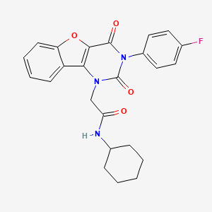 N-cyclohexyl-2-[5-(4-fluorophenyl)-4,6-dioxo-8-oxa-3,5-diazatricyclo[7.4.0.0^{2,7}]trideca-1(9),2(7),10,12-tetraen-3-yl]acetamide
