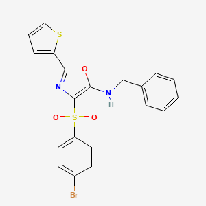 molecular formula C20H15BrN2O3S2 B6487032 N-benzyl-4-(4-bromobenzenesulfonyl)-2-(thiophen-2-yl)-1,3-oxazol-5-amine CAS No. 7065-50-1