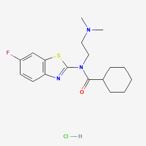molecular formula C18H25ClFN3OS B6487064 N-[2-(dimethylamino)ethyl]-N-(6-fluoro-1,3-benzothiazol-2-yl)cyclohexanecarboxamide hydrochloride CAS No. 1215782-64-1
