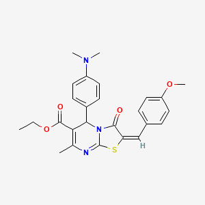 ethyl (2E)-5-[4-(dimethylamino)phenyl]-2-[(4-methoxyphenyl)methylidene]-7-methyl-3-oxo-2H,3H,5H-[1,3]thiazolo[3,2-a]pyrimidine-6-carboxylate
