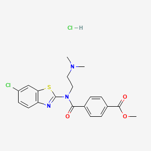 molecular formula C20H21Cl2N3O3S B6487077 methyl 4-[(6-chloro-1,3-benzothiazol-2-yl)[2-(dimethylamino)ethyl]carbamoyl]benzoate hydrochloride CAS No. 1216607-84-9