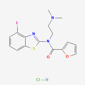 molecular formula C16H17ClFN3O2S B6487090 N-[2-(dimethylamino)ethyl]-N-(4-fluoro-1,3-benzothiazol-2-yl)furan-2-carboxamide hydrochloride CAS No. 1216779-73-5