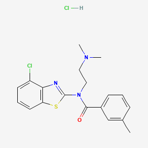 molecular formula C19H21Cl2N3OS B6487103 N-(4-chloro-1,3-benzothiazol-2-yl)-N-[2-(dimethylamino)ethyl]-3-methylbenzamide hydrochloride CAS No. 1215555-27-3