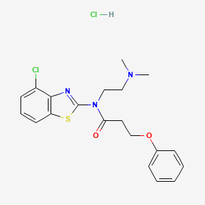 molecular formula C20H23Cl2N3O2S B6487109 N-(4-chloro-1,3-benzothiazol-2-yl)-N-[2-(dimethylamino)ethyl]-3-phenoxypropanamide hydrochloride CAS No. 1216390-67-8