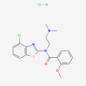 molecular formula C19H21Cl2N3O2S B6487114 N-(4-chloro-1,3-benzothiazol-2-yl)-N-[2-(dimethylamino)ethyl]-2-methoxybenzamide hydrochloride CAS No. 1216837-83-0