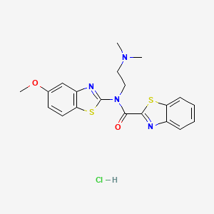 molecular formula C20H21ClN4O2S2 B6487128 N-[2-(dimethylamino)ethyl]-N-(5-methoxy-1,3-benzothiazol-2-yl)-1,3-benzothiazole-2-carboxamide hydrochloride CAS No. 1215474-58-0