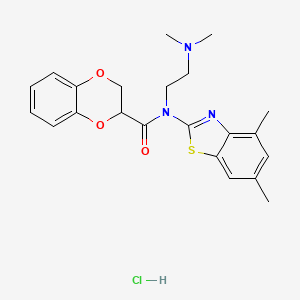 molecular formula C22H26ClN3O3S B6487135 N-(4,6-dimethyl-1,3-benzothiazol-2-yl)-N-[2-(dimethylamino)ethyl]-2,3-dihydro-1,4-benzodioxine-2-carboxamide hydrochloride CAS No. 1215591-11-9
