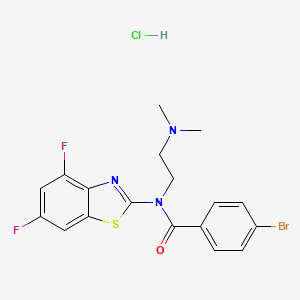 molecular formula C18H17BrClF2N3OS B6487149 4-bromo-N-(4,6-difluoro-1,3-benzothiazol-2-yl)-N-[2-(dimethylamino)ethyl]benzamide hydrochloride CAS No. 1215570-93-6