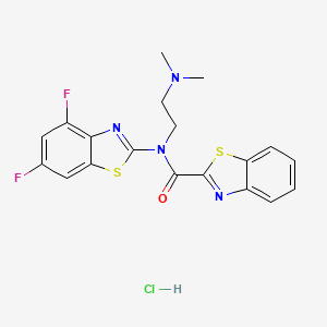 molecular formula C19H17ClF2N4OS2 B6487151 N-(4,6-difluoro-1,3-benzothiazol-2-yl)-N-[2-(dimethylamino)ethyl]-1,3-benzothiazole-2-carboxamide hydrochloride CAS No. 1217051-24-5