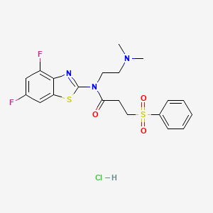 3-(benzenesulfonyl)-N-(4,6-difluoro-1,3-benzothiazol-2-yl)-N-[2-(dimethylamino)ethyl]propanamide hydrochloride