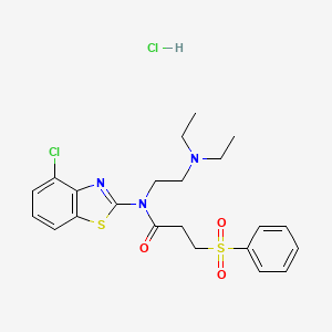 3-(benzenesulfonyl)-N-(4-chloro-1,3-benzothiazol-2-yl)-N-[2-(diethylamino)ethyl]propanamide hydrochloride