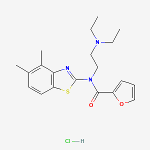 molecular formula C20H26ClN3O2S B6487201 N-[2-(diethylamino)ethyl]-N-(4,5-dimethyl-1,3-benzothiazol-2-yl)furan-2-carboxamide hydrochloride CAS No. 1216466-00-0