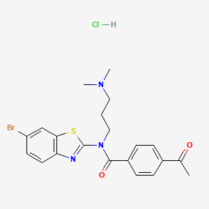 4-acetyl-N-(6-bromo-1,3-benzothiazol-2-yl)-N-[3-(dimethylamino)propyl]benzamide hydrochloride