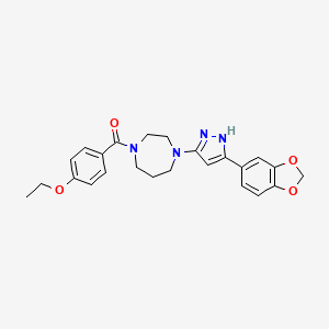 molecular formula C24H26N4O4 B6487733 1-[3-(2H-1,3-benzodioxol-5-yl)-1H-pyrazol-5-yl]-4-(4-ethoxybenzoyl)-1,4-diazepane CAS No. 1455461-63-8