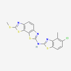 N-(5-chloro-4-methyl-1,3-benzothiazol-2-yl)-11-(methylsulfanyl)-3,12-dithia-5,10-diazatricyclo[7.3.0.0^{2,6}]dodeca-1(9),2(6),4,7,10-pentaen-4-amine