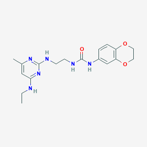 molecular formula C18H24N6O3 B6487758 1-(2,3-dihydro-1,4-benzodioxin-6-yl)-3-(2-{[4-(ethylamino)-6-methylpyrimidin-2-yl]amino}ethyl)urea CAS No. 1286704-43-5