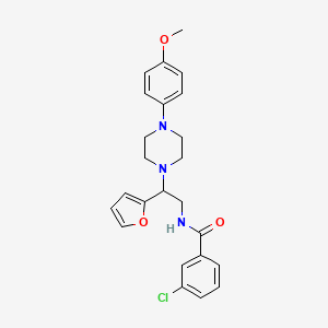 molecular formula C24H26ClN3O3 B6487790 3-chloro-N-[2-(furan-2-yl)-2-[4-(4-methoxyphenyl)piperazin-1-yl]ethyl]benzamide CAS No. 877634-34-9