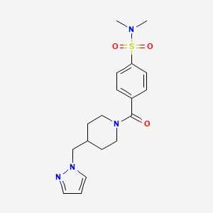 molecular formula C18H24N4O3S B6487803 N,N-dimethyl-4-{4-[(1H-pyrazol-1-yl)methyl]piperidine-1-carbonyl}benzene-1-sulfonamide CAS No. 1286720-19-1
