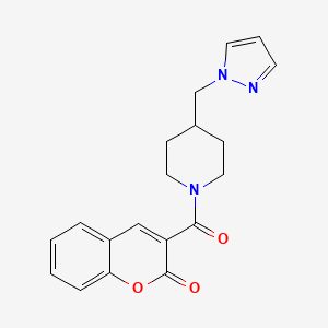 molecular formula C19H19N3O3 B6487815 3-{4-[(1H-pyrazol-1-yl)methyl]piperidine-1-carbonyl}-2H-chromen-2-one CAS No. 1286696-28-3