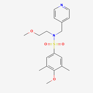 4-methoxy-N-(2-methoxyethyl)-3,5-dimethyl-N-[(pyridin-4-yl)methyl]benzene-1-sulfonamide