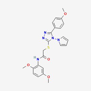 molecular formula C23H23N5O4S B6487883 N-(2,5-dimethoxyphenyl)-2-{[5-(4-methoxyphenyl)-4-(1H-pyrrol-1-yl)-4H-1,2,4-triazol-3-yl]sulfanyl}acetamide CAS No. 896300-90-6