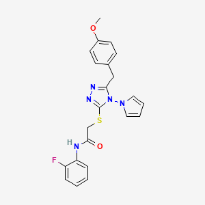 molecular formula C22H20FN5O2S B6487894 N-(2-fluorophenyl)-2-({5-[(4-methoxyphenyl)methyl]-4-(1H-pyrrol-1-yl)-4H-1,2,4-triazol-3-yl}sulfanyl)acetamide CAS No. 896305-72-9