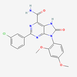 molecular formula C20H16ClN5O4 B6487913 2-(3-chlorophenyl)-9-(2,4-dimethoxyphenyl)-8-oxo-8,9-dihydro-7H-purine-6-carboxamide CAS No. 898442-91-6