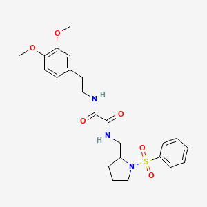 molecular formula C23H29N3O6S B6487970 N-{[1-(benzenesulfonyl)pyrrolidin-2-yl]methyl}-N'-[2-(3,4-dimethoxyphenyl)ethyl]ethanediamide CAS No. 887219-31-0