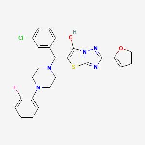 molecular formula C25H21ClFN5O2S B6487992 5-[(3-chlorophenyl)[4-(2-fluorophenyl)piperazin-1-yl]methyl]-2-(furan-2-yl)-[1,2,4]triazolo[3,2-b][1,3]thiazol-6-ol CAS No. 887220-46-4