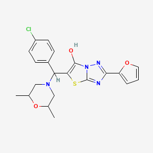 molecular formula C21H21ClN4O3S B6488000 5-[(4-chlorophenyl)(2,6-dimethylmorpholin-4-yl)methyl]-2-(furan-2-yl)-[1,2,4]triazolo[3,2-b][1,3]thiazol-6-ol CAS No. 1052555-78-8