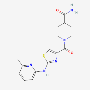 molecular formula C16H19N5O2S B6488003 1-{2-[(6-methylpyridin-2-yl)amino]-1,3-thiazole-4-carbonyl}piperidine-4-carboxamide CAS No. 1286706-75-9