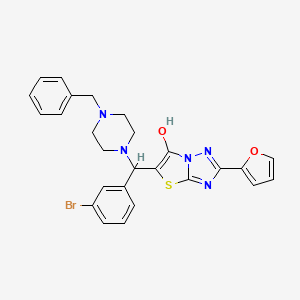 molecular formula C26H24BrN5O2S B6488017 5-[(4-benzylpiperazin-1-yl)(3-bromophenyl)methyl]-2-(furan-2-yl)-[1,2,4]triazolo[3,2-b][1,3]thiazol-6-ol CAS No. 887221-08-1