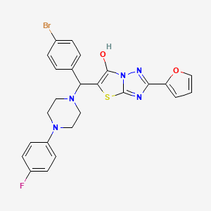 molecular formula C25H21BrFN5O2S B6488024 5-[(4-bromophenyl)[4-(4-fluorophenyl)piperazin-1-yl]methyl]-2-(furan-2-yl)-[1,2,4]triazolo[3,2-b][1,3]thiazol-6-ol CAS No. 887221-37-6