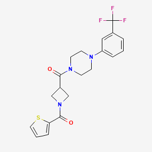 molecular formula C20H20F3N3O2S B6488038 1-[1-(thiophene-2-carbonyl)azetidine-3-carbonyl]-4-[3-(trifluoromethyl)phenyl]piperazine CAS No. 1286699-03-3
