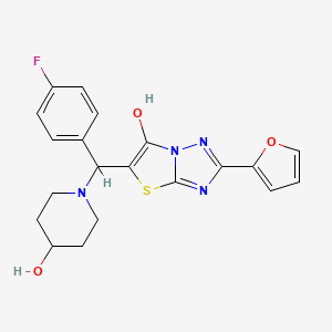 molecular formula C20H19FN4O3S B6488039 1-[(4-fluorophenyl)[2-(furan-2-yl)-6-hydroxy-[1,2,4]triazolo[3,2-b][1,3]thiazol-5-yl]methyl]piperidin-4-ol CAS No. 887222-30-2