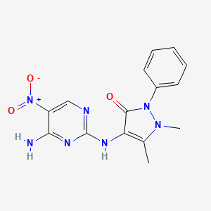 molecular formula C15H15N7O3 B6488040 4-[(4-amino-5-nitropyrimidin-2-yl)amino]-1,5-dimethyl-2-phenyl-2,3-dihydro-1H-pyrazol-3-one CAS No. 1286728-71-9