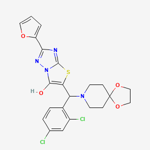 molecular formula C22H20Cl2N4O4S B6488057 5-[(2,4-dichlorophenyl)({1,4-dioxa-8-azaspiro[4.5]decan-8-yl})methyl]-2-(furan-2-yl)-[1,2,4]triazolo[3,2-b][1,3]thiazol-6-ol CAS No. 887222-87-9